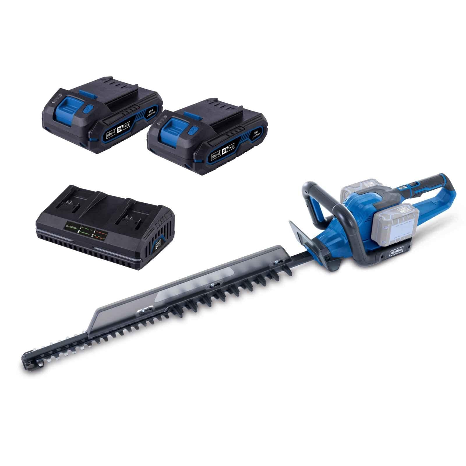 Scheppach Accuheggenschaar BC-HT720-X met borstelloze motor, 650 mm snijlengte, 20V IXES, inclusief 2x 2Ah accu en dubbele oplader