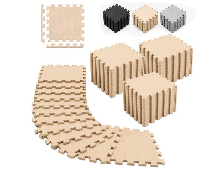Relaxdays Bodenschutzmatte Beige 54er-Set 30x30 cm, Textil, 30x30 cm, Büromöbel, Bürostühle, Bürostuhl-Ersatzteile & Bodenschutzmatten
