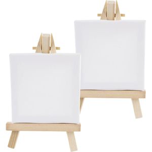 Stylex Keilrahmen 28672, 7 x 7 cm, Leinwand auf Holzrahmen mit Staffelei, 2 Stück