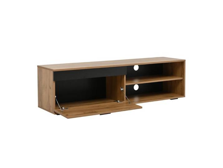 WUVRIE Ensemble mural TV 3 pièces 140 x 35 x 39 cm décor bois et noir avec meuble TV armoire murale et étagère