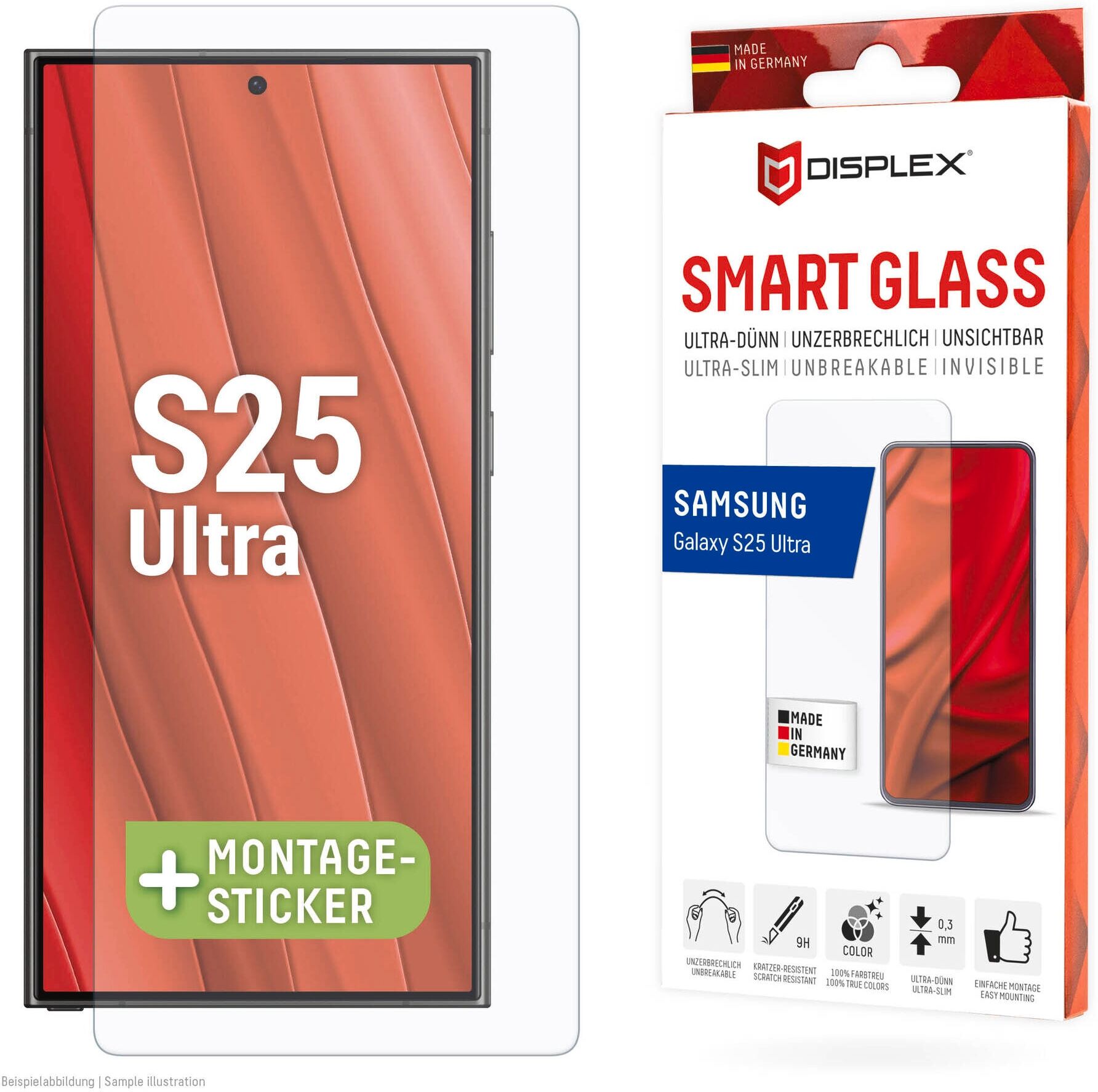 Displex Displayschutzglas "Smart Glass Screen Protection - ultra-dünn, unzerbrechlich, unsichtbar", transparent, B:9,2cm H:1,2cm T:19,8mm, Displayfolien, Displayschutzfolie, Schutzfolie, Bildschirmschutz, kratz- & stoßfest, Displayschutzglas