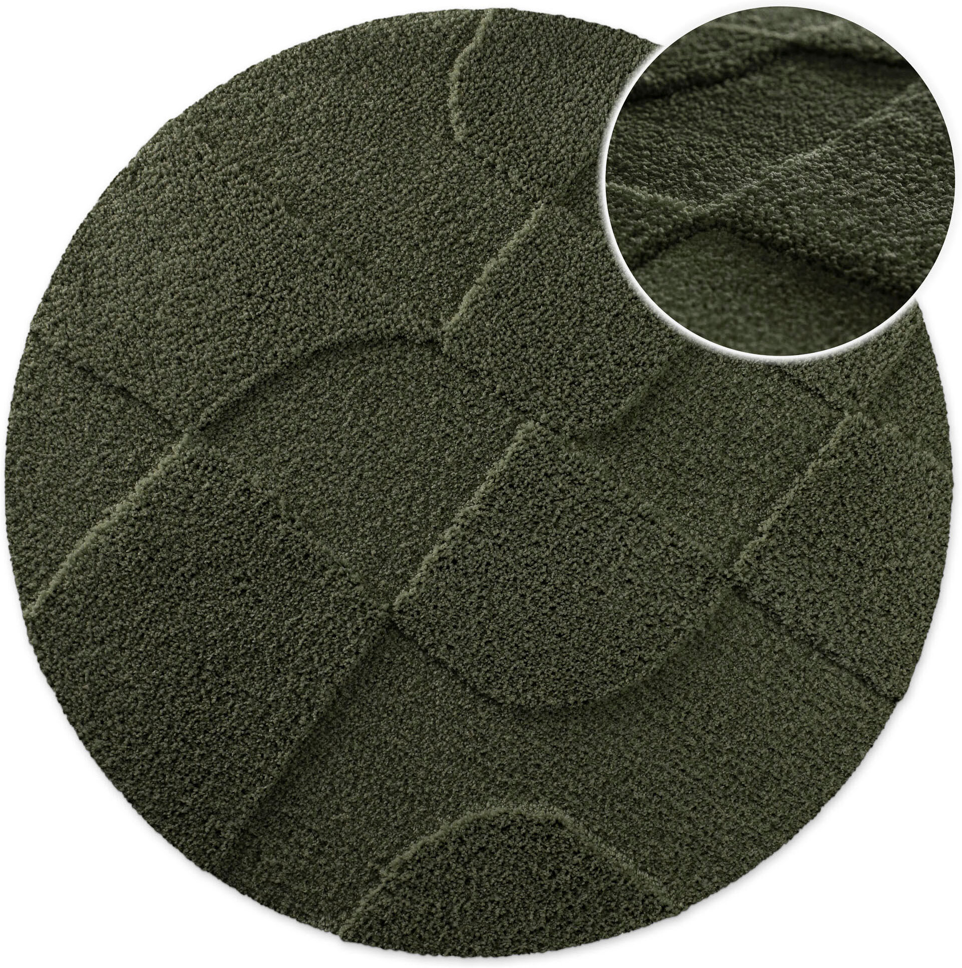 Badematte WECON HOME "Davie", grün (kiefern grün), H:25mm, Polyester, Badematten, Badematte, Badteppich, Hoch-Tief-Effekt, weich, rutschhemmend, waschbar, getuftet kiefern grün rund ( Ø 80cm)