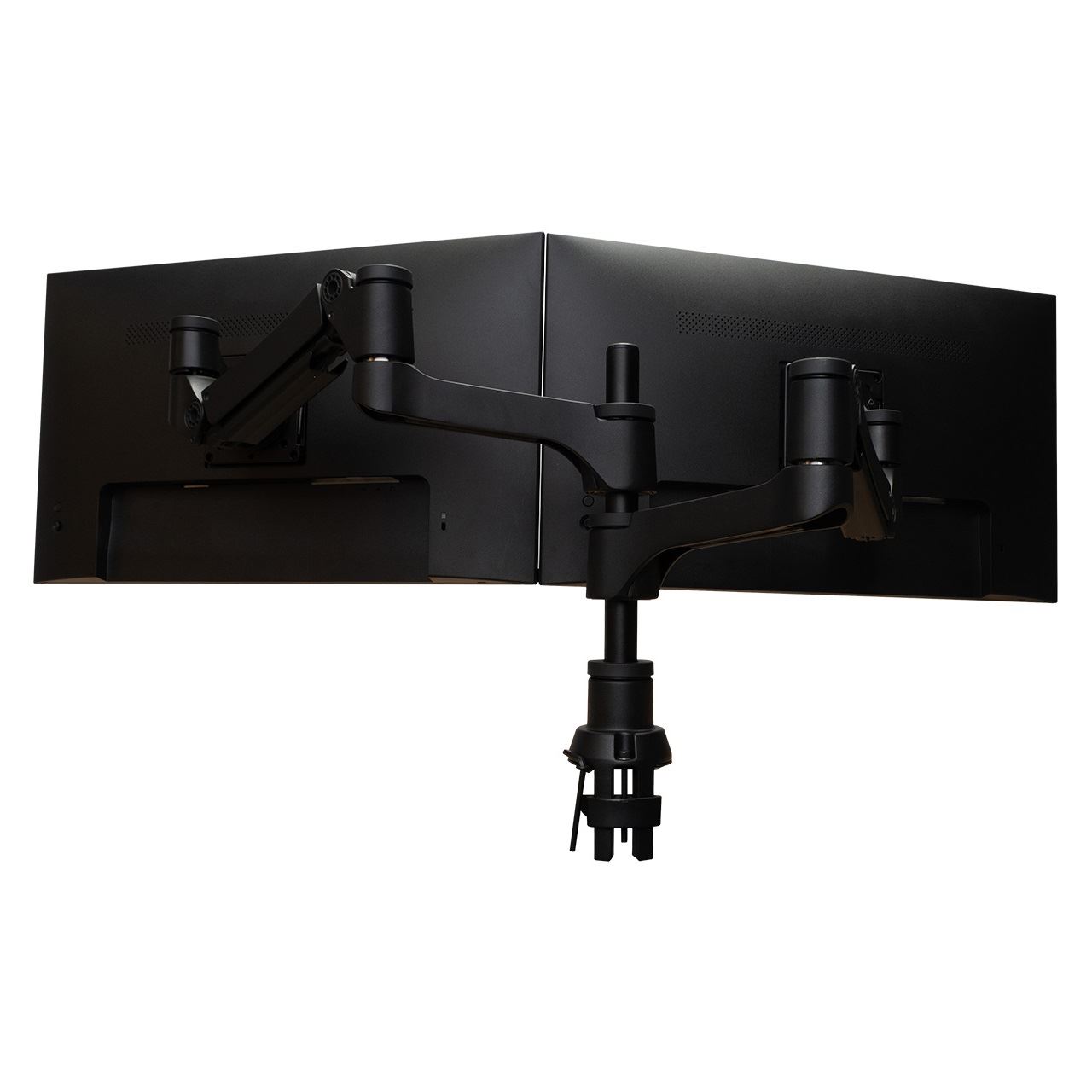 R-GO Caparo 4 Twin Monitorarm 3-9 kg Gasfeder dynamisch ergonomisch Monitorhalterung Tischhalterung Aluminium 2 Monitore VESA