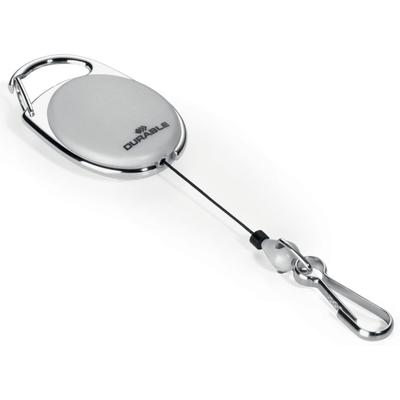 Durable Aufrollmechanismus JoJo Style mit Federhaken 80cm grau Packung mit 5 Stück