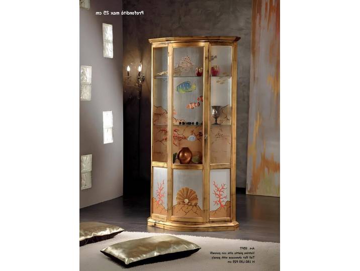 Xlmoebel Vitrine Klassischer Glas Holz Schrank Luxus Möbel Gold Anrichte Italien (1-St., Vitrine) Made in Europa