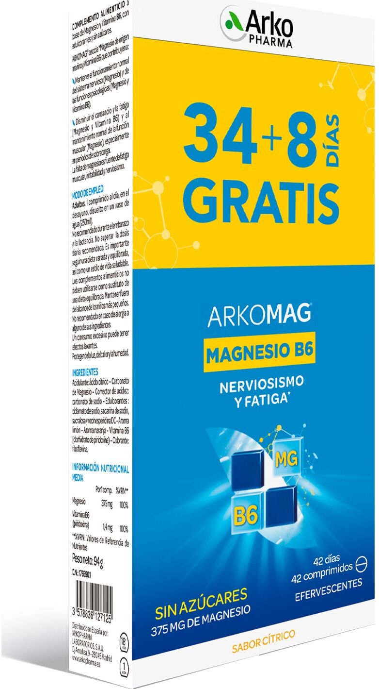 Arkopharma Arkomag Magnesio + Vitamina B6 Efervescente 2X21comp