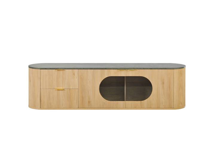 Oxeza Tv-Element 172/38/45.5 cm Natürlich mit Stauraum, Ahornfarben, Holz, Mode, Rechteckig, 172x45.5x38 cm, Wohnzimmer, TV Möbel, Lowboards, Lowboards stehend