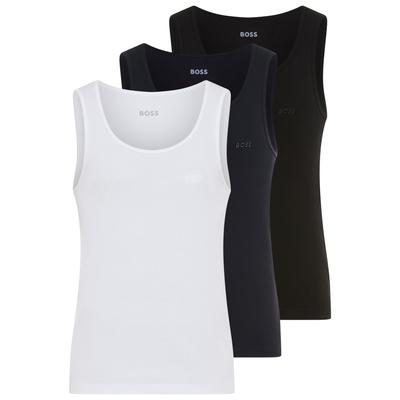 Tanktop BOSS "3P RibClassic BOSS ONE", Herren, Gr. M, open miscellaneous 971, Rippware, Obermaterial: 100% Baumwolle, Rundhals, Tops Tanktop, Ton in Ton Stickerei auf der Brust