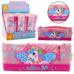 Federmäppchen Schulwerkzeugkasten mit Einhorn, rosa, 20 x 8,5 cm