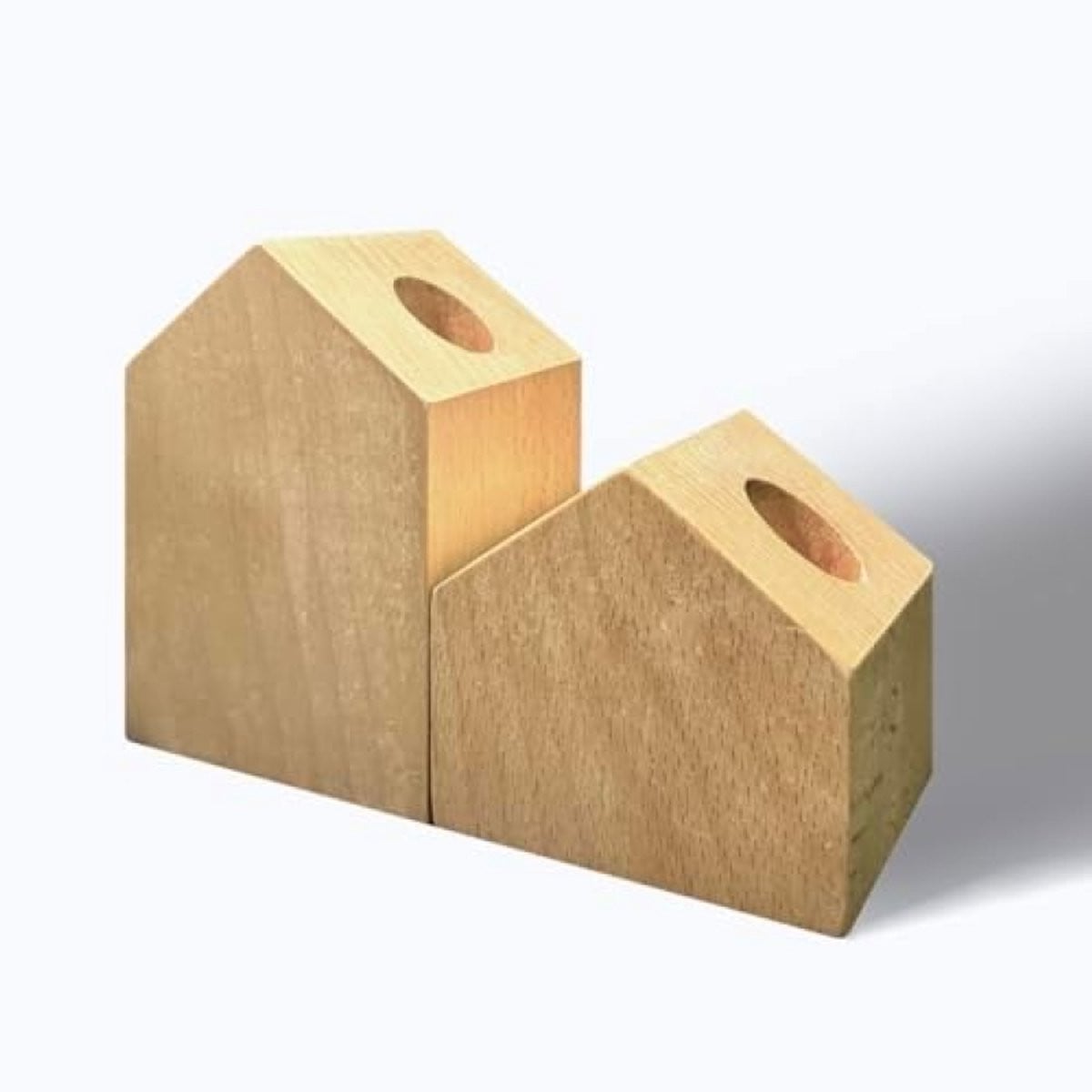PromoHome Houten Kaarsenhouders Set van 2 - Moderne Boekensteunen