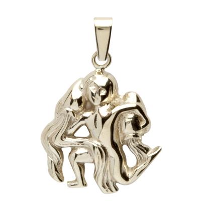 Kettenanhänger OSTSEE-SCHMUCK "- Tierkreiszeichen Wassermann - Silber 925/000, vergoldet -" Gr. 27, gold (goldfarben, gelb), Schmuckanhänger, Damen, Silber 925 (Sterlingsilber), Kettenanhänger