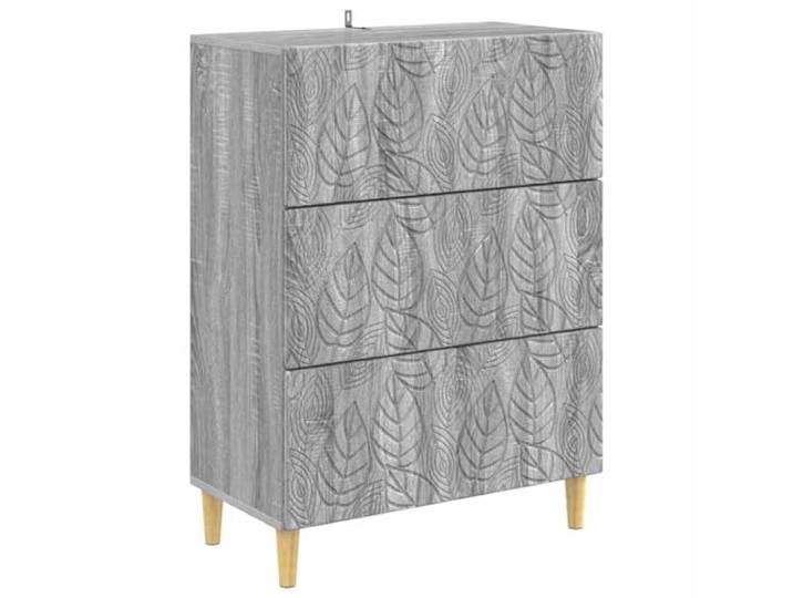 QINXIXINAIXI Schubladenschrank Grau Sonoma 66 x 34,5 x 90 cm Holzwerkstoff Vintage-Flair,rechtwinkliges Design,Schubladen mit Schiebemechanismus,Eukalyptusbeine,Innenräume,Wohnaccessoires organisieren