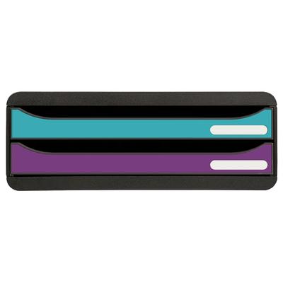 Exacompta 316101D TOOLBOX, Ablagemodul mit 2 Schubladen, Kollektion Titan Farben sortiert