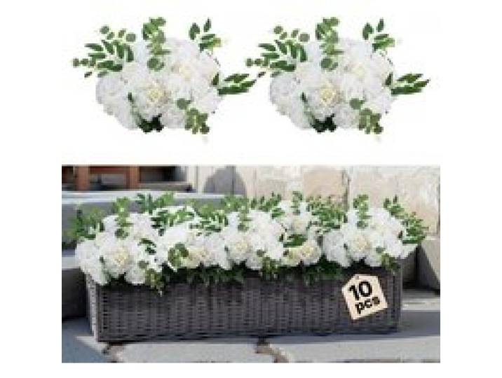 VEVOR Kunstblumen, 10 Stück, 450 mm Durchmesser, weiße Rosen, Blumenkugeln, künstliche Blumen-Arrangement-Bouquets für Hochzeits-Tafelaufsätze, Tischdekorationen für Zuhause