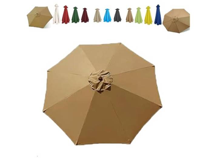 Ersatz-Baldachin for Marktschirmoberseite, Terrassen-Ersatzstoff, 6/8 Rippen, Hof-Tischschirm-Abdeckung, Baldachin(Khaki,4m/13ft-8 Ribs)