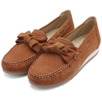 Mokassin ARA "NEW PORT", Damen, Gr. 7 (41), Leder, braun (hellbraun), Veloursleder, unifarben, Basic, Schuhe Mokassin, Schlupfschuh, Slipper mit Wechselfußbett, G-Weite