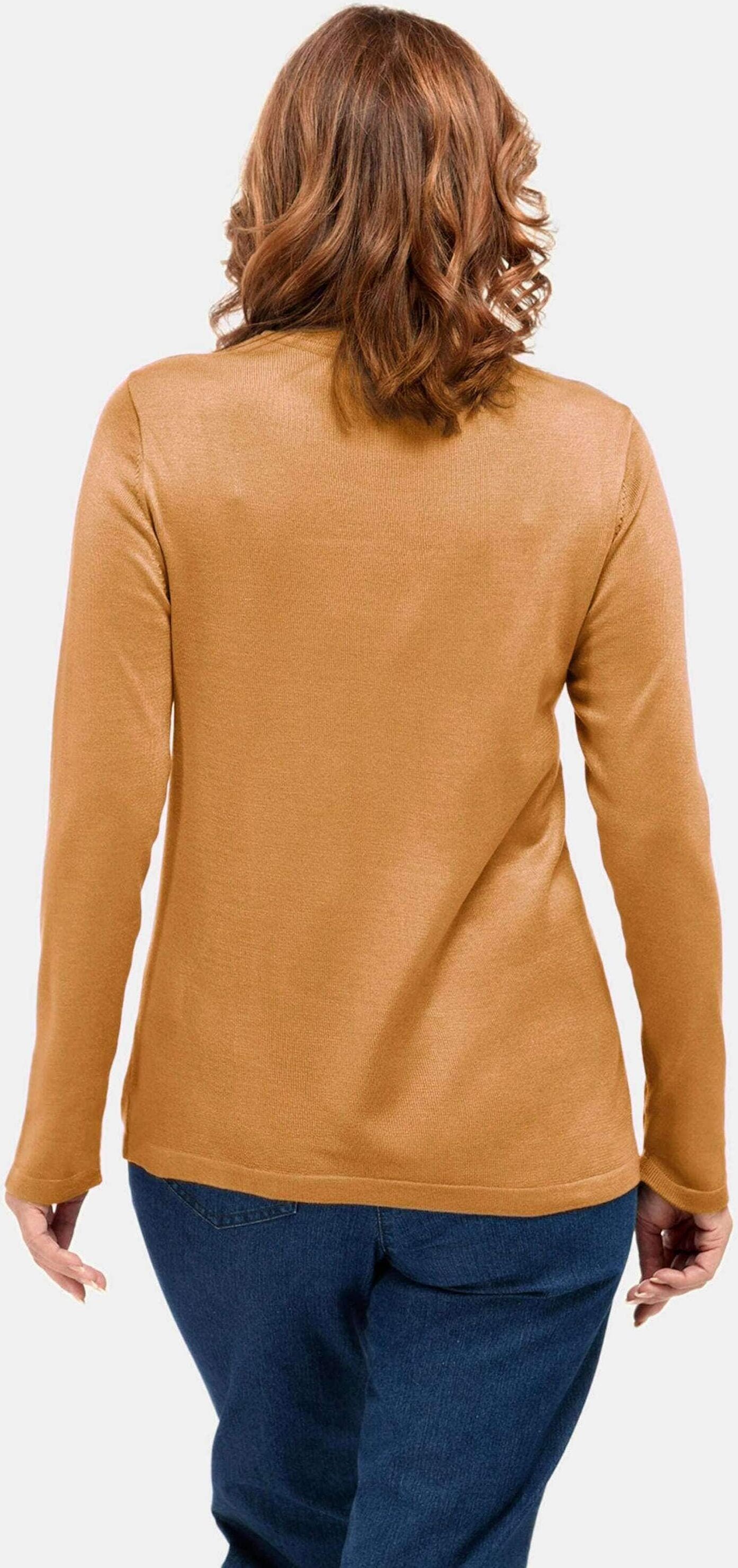 Strickpullover GOLDNER "Strickpullover mit Stehbundkragen", Damen, Gr. 54, gelb (honig), Obermaterial: 100% Polyacryl PAN., eng Tubular, Pullover Strickpullover, wie echter Kaschmir