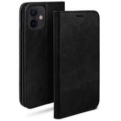 moex Casual Case iPhone 12 Hülle klappbar Leder Optik