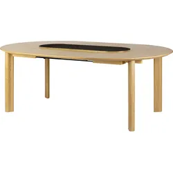 Comfort Circle Smooth Ausziehtisch, schwarz, mit Messing