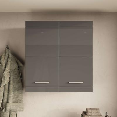 Hängeschrank OTTO HOME "Föhr, Badschrank, Badezimmerschrank, Badmöbel", grau, B:72,8cm H:77cm T:23cm, FSC-zertifizierter Holzwerkstoff, Schränke, Hängeschrank, Breite 72,8 cm, 2 Türen, minimalistisch, zeitlos, hochglänzend