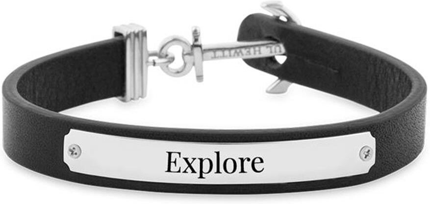 Paul Hewitt Gravierbares Armband Signum schwarzes Leder schwarz