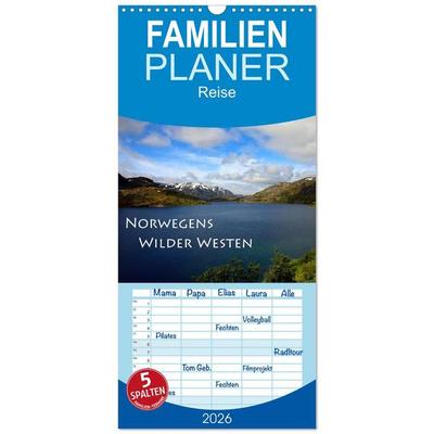 Familienplaner 2026 - Norwegens Wilder Westen mit 5 Spalten (Wandkalender, 21 x 45 cm) CALVENDO