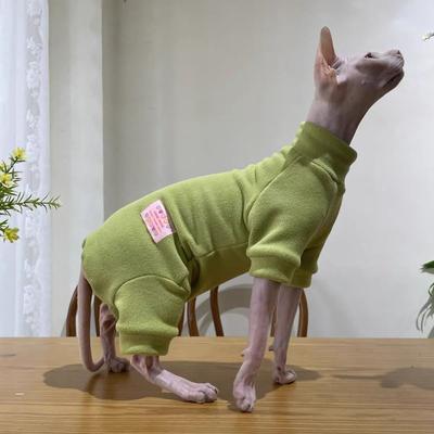Uplift Essentials 4 Legged Warm Fleece Loungewear Jumpsuit For Cats green s+
