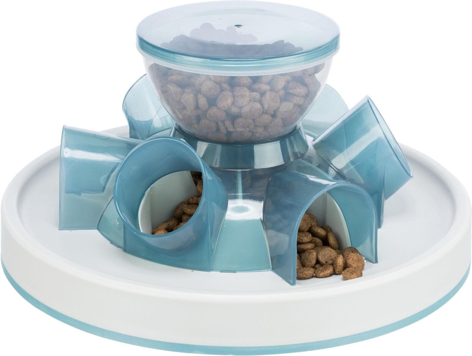 Tier-Intelligenzspielzeug TRIXIE "Cat Activity Tunnel Feeder", blau, B:28cm H:14cm, Kunststoff, Tierspielzeuge, Tier-Intelligenzspielzeug blau Einheitsgröße