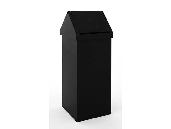 PROREGAL Eckiger Aluminium Abfallbehälter Haiti mit Swingdeckel 110 Liter, HxBxT 100x36x36cm Schwarz