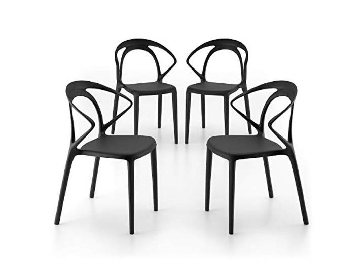 MOBILI FIVER, Olivia Stühle, 4er-Set, Schwarz