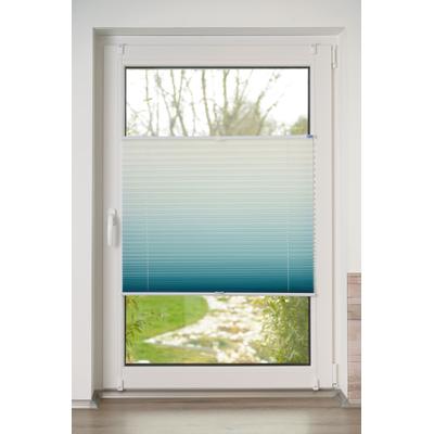 Plissee K-HOME "Farbverlauf Sunrise", petrol, weiß, B:130cm H:130cm, Obermaterial: 100% Polyester, Plissees