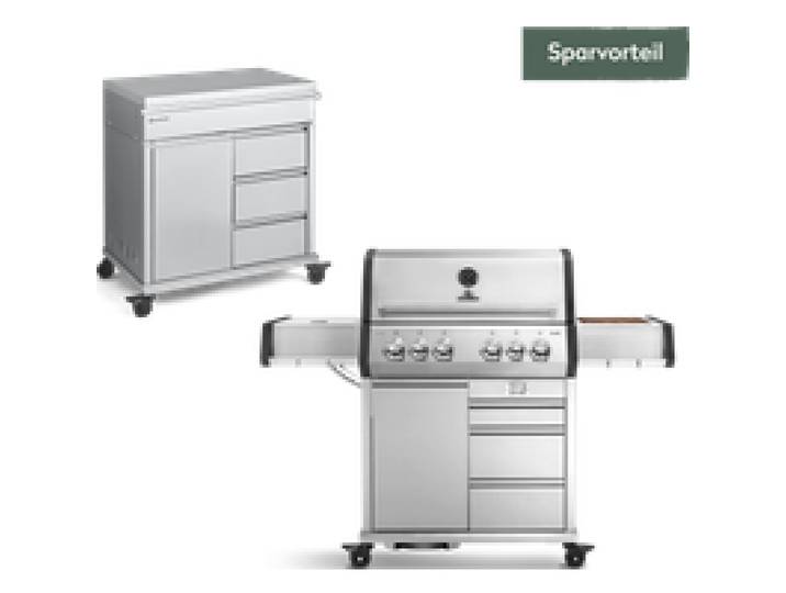 Big EARL 4-Brenner mit Grill Beistellwagen und Gusseisen Grillrosten 3-tlg.