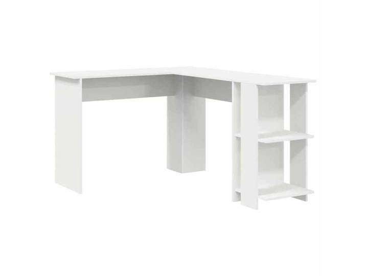 Moderne Bureau d'angle pour ordinateur Forme L avec Rangement Blanc 140x113.5x75 cm @@492@