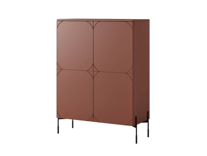 Buffet 2 portes pied métal bordeaux 124x140 cm
