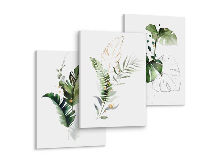 LEINWANDBILDER 3-er Set Blätter Natur