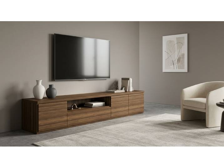 Buffet TV large Noyer (américain) Naturel huilé
