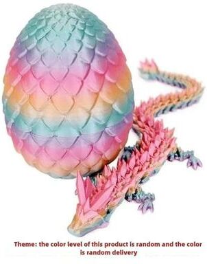 Uplifted Finds Articulated Dragon Egg 3D Printed Desktop Ornament rainbow