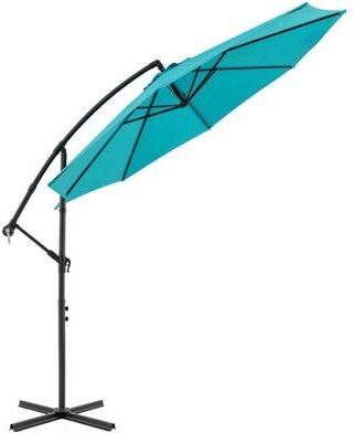 Costway 10 Feet Offset Umbrella with 8 Ribs Cantilever and Cross Base-Turquoise
