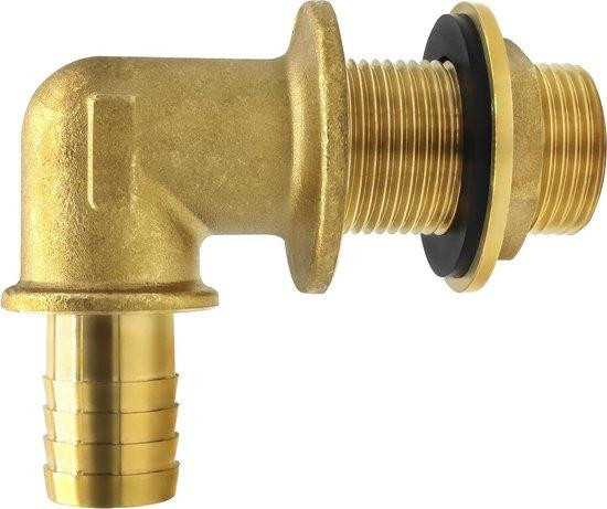 Solidchoice Tankdoorvoer voor Regentonnen 90 graden Messing 1 inch 3-delig