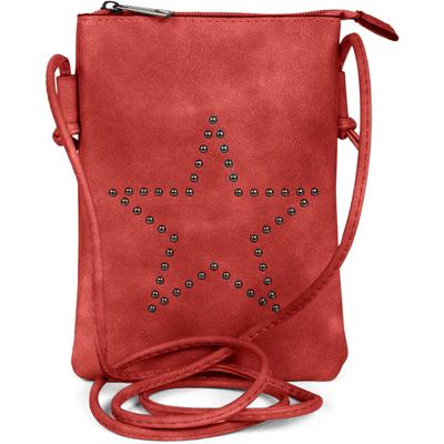 Mini Bag STYLEBREAKER "Mini Umhängetasche mit Nieten Stern", Damen, Gr. B/H/T: 14cm x 19cm x 1,2cm Einheitsgröße, rot, 100% Polyurethan PU. Futter: 100% Polyester PES., unifarben, Taschen