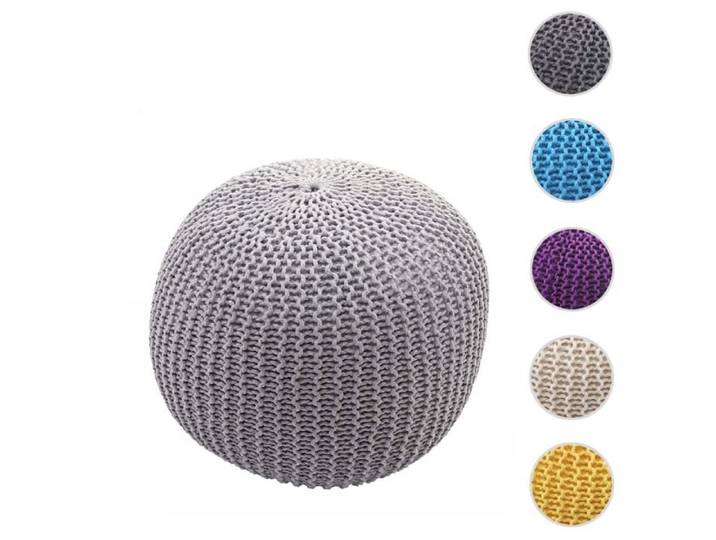 Pouf HWC-E16 à grosses mailles 40x50cm gris