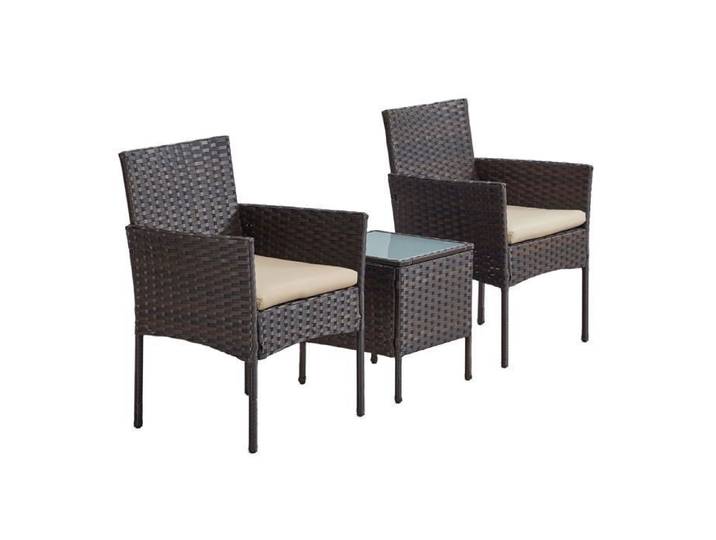 Ensemble table chaise de jardin Ensemble 3 Pièces Table et Chaises Extérieur Terrasse Balcon Marron et Taupe
