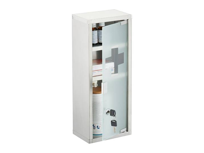 Medizinschrank Edelstahl Silber-Transparent