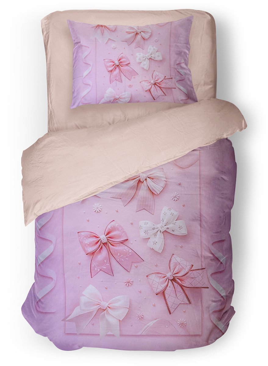 Eleganzzz Kinder Dekbedovertrek Butterfly Tie - Pink - 140x200 cm - Micropercal - Eenpersoons