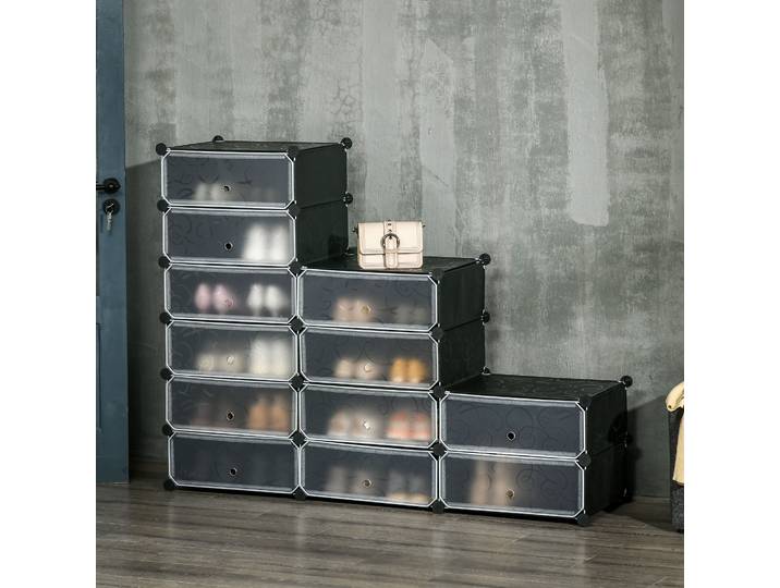 HOMCOM Armoire 12 Cubes Chaussures Modulable 94x37x108cm