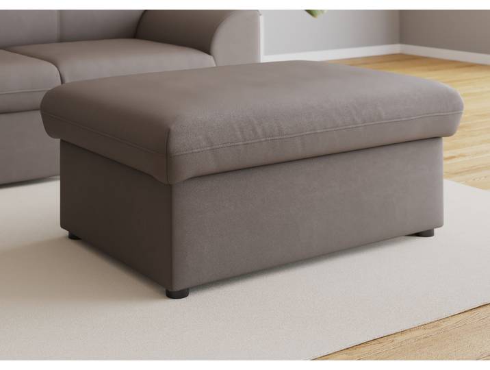 Hocker DOMO COLLECTION Topper , braun (schlamm), B:93cm H:40cm T:69cm, Hocker, Polsterhocker, mit Wellenunterfederung, auf Kunststoffgleitern