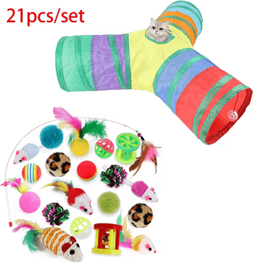 Inspire Picks Rainbow Cat Tunnel Collapsible Interactive Play Tube For Cats & Puppies t8