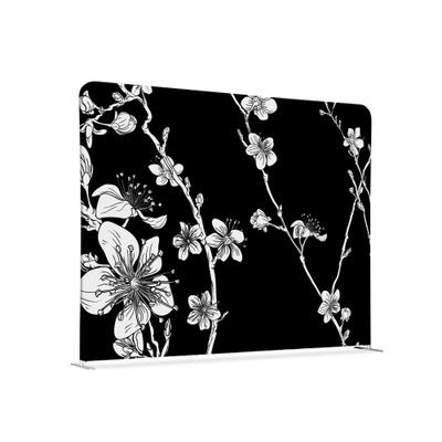 SHOWDOWN Displays Showdown Textil Raumteiler Basic - 200-150 Doppel Abstrakte Japanische Kirschblüte - Schwarz - Silberner Rahmen