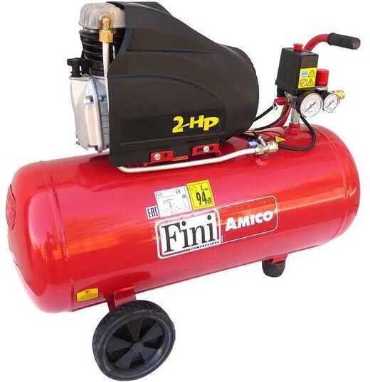 FINI AMICO 50 SF 2500 - Elektrischer tragbarer Kompressor mit Wagen - Motor 2PS - 50 Lt