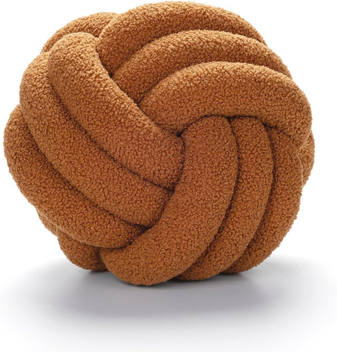 Handgeweven decoratief knoop balkussen in lamsfluweel, bruin